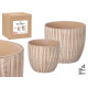 SET 2 POTS OVALES EFFET TRONC 20 25CM