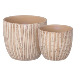 CONJ 2 VASOS OVAIS EFEITO TRONCO 20 25CM