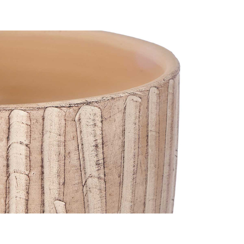 SET 2 OVAL POTS WOOD LOG EFFECT 20 25CM 