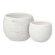 SET 2 STRIPED POTS WHITE 19 25CM 