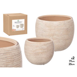 SET 2 VASI A RIGHE BEIGE 19 25CM
