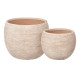 SET 2 POTS RAYURES BEIGE 19 25CM
