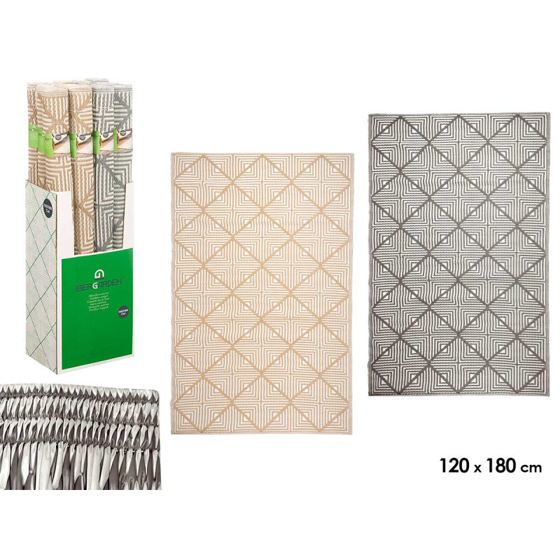 TAPIS EXTÉRIEUR LOSANGES ASSORTIS 2 COULEURS 120X1