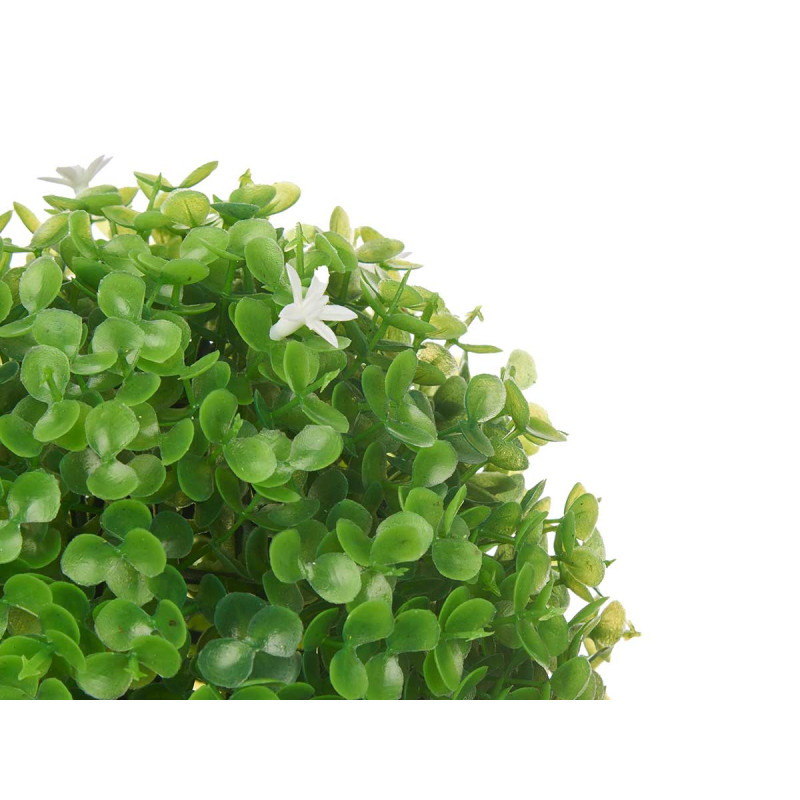ROUND BALL 17CM GREEN LEAVES WHITE FLOWERS