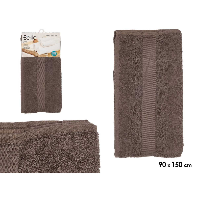 SERVIETTE DE BAIN LISSE 90X150 COULEUR GRIS 
