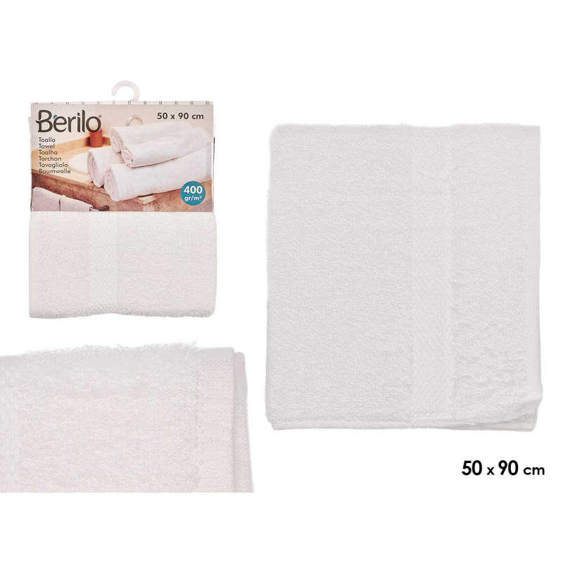 SERVIETTE DE BAIN LISSE 50X90 COULEUR BLANC 