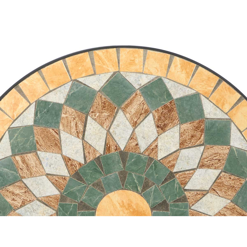 SET TAVOLO MOSAICO OCRA 2 SEDIE FERRO BATT NERO