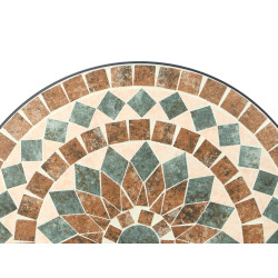 SET MESA MOSAICO MARRON 2 SILLAS FORJA NEGRA