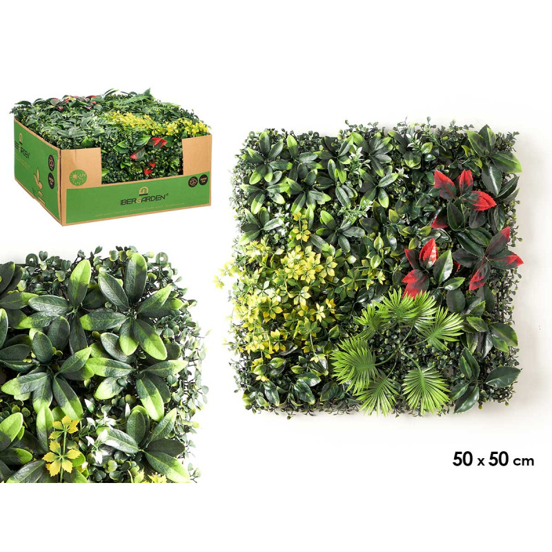 JARDIN VERTICAL FEUILLE ROUGE 50X50CM