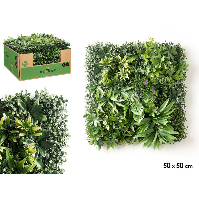 JARDIM VERTICAL FOLHA ROXA E AMARELA 50X50CM