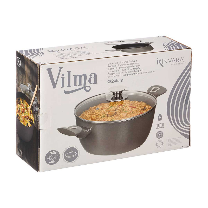 CACEROLA INDUCCION FORJADA 24CM GRIS