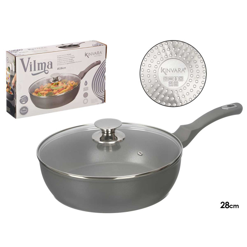 GRAY FORGED INDUCTION DEEP FRYING PAN LID 28CM