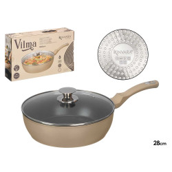 SARTEN ONDA INDUCCION FORJADA TAPA 28CM BEIGE