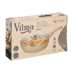 SARTEN ONDA INDUCCION FORJADA TAPA 28CM BEIGE