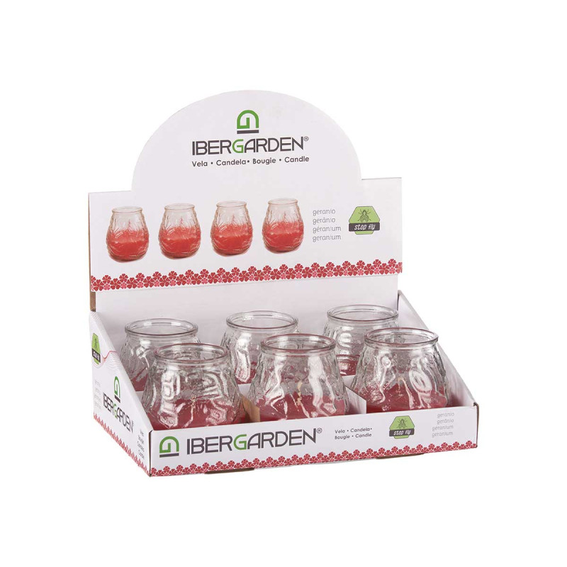 CANDELA GERANIO IN RILIEVO TRASPARENTE