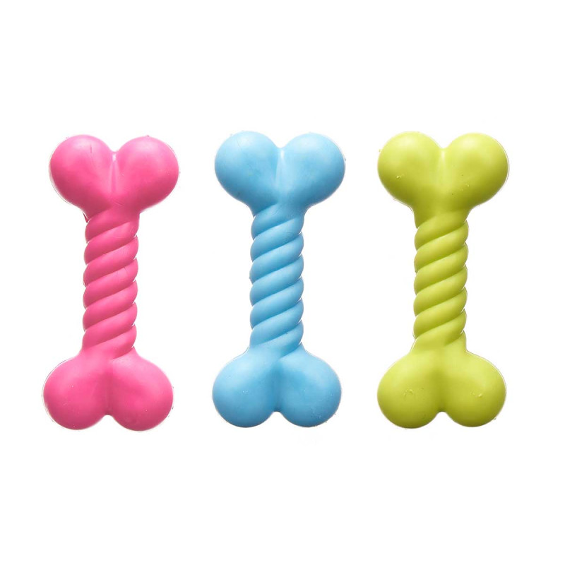 BRINQUEDO P CAO SILICONE OSSO 12CM SORT 3
