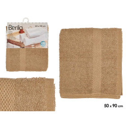 SERVIETTE DE BAIN LISSE 50X90 COULEUR CAMEL 