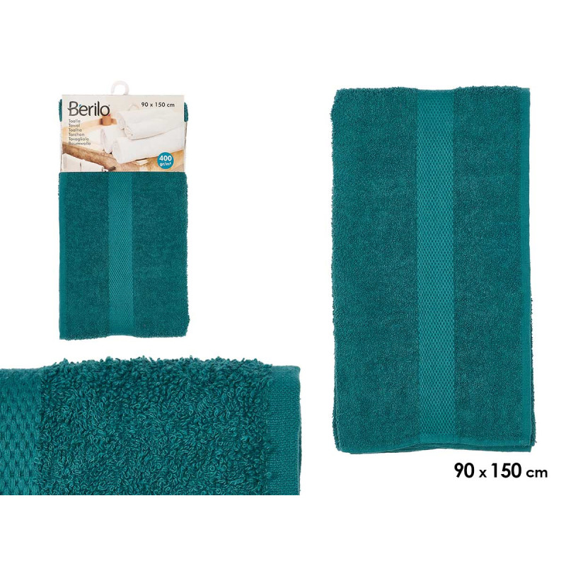 SERVIETTE DE BAIN LISSE 90X150 BLEU PETROLE
