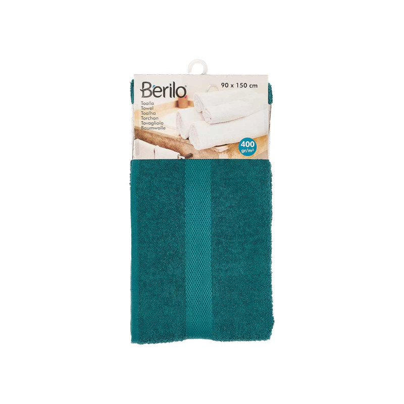 SERVIETTE DE BAIN LISSE 90X150 BLEU PETROLE