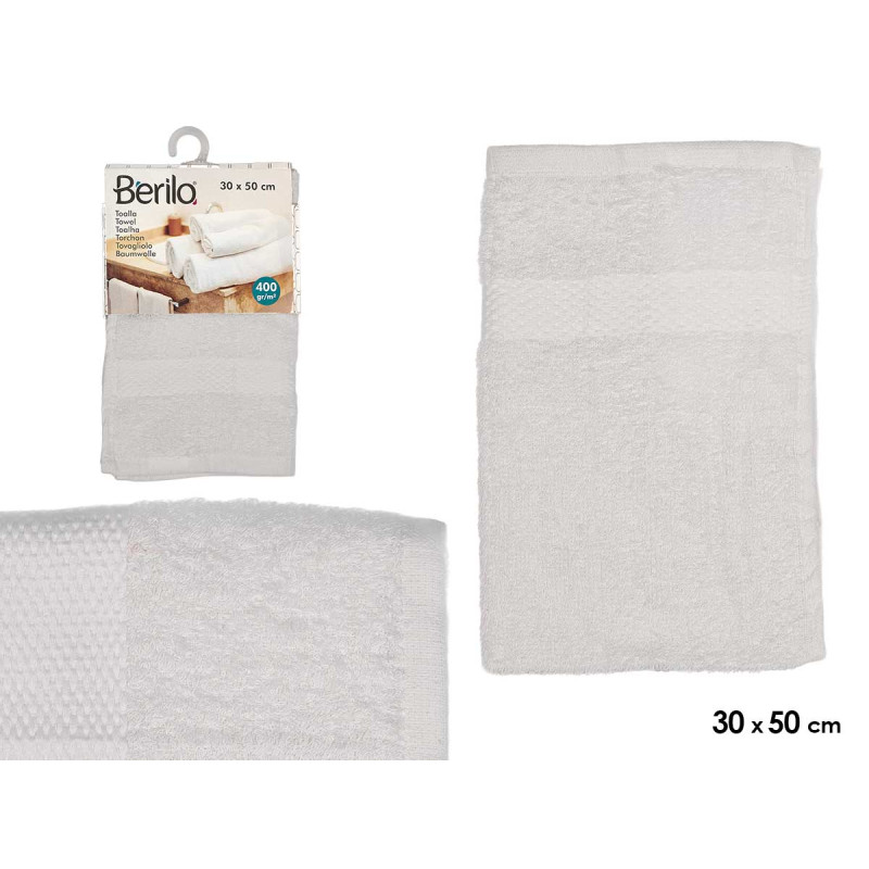 SERVIETTE DE BAIN LISSE 30X50 COULEUR BLANC 