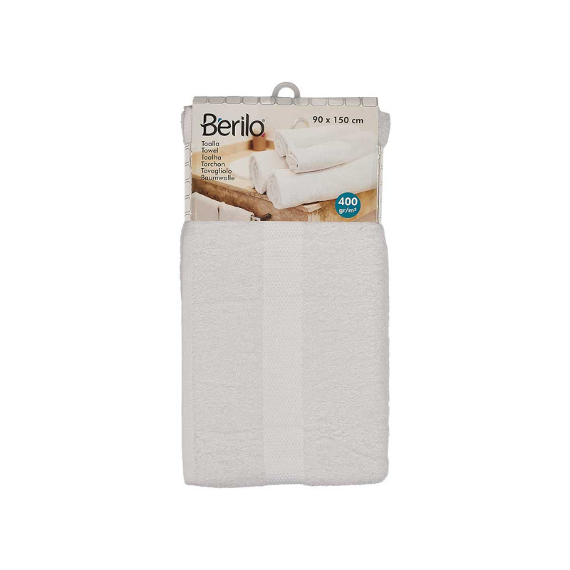 SERVIETTE DE BAIN LISSE 90X150 COULEUR BLANC 