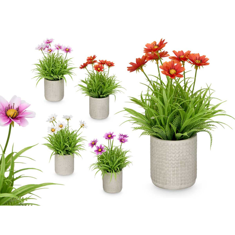 MACETA CEMENTO CUADRADOS FLORES SURT 4 