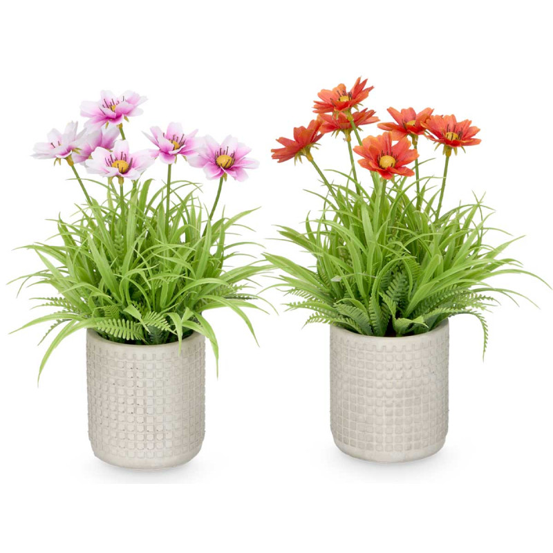 MACETA CEMENTO CUADRADOS FLORES SURT 4 