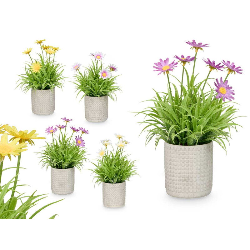 VASO CIMENTO COM MARGARIDAS SORT 4