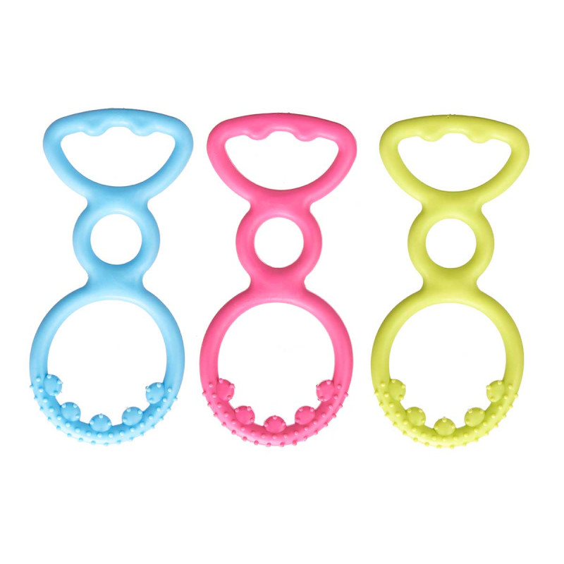 ANNEAU DENTITION 1 POIGNÉE SILICONE 18CM ASSORT 3