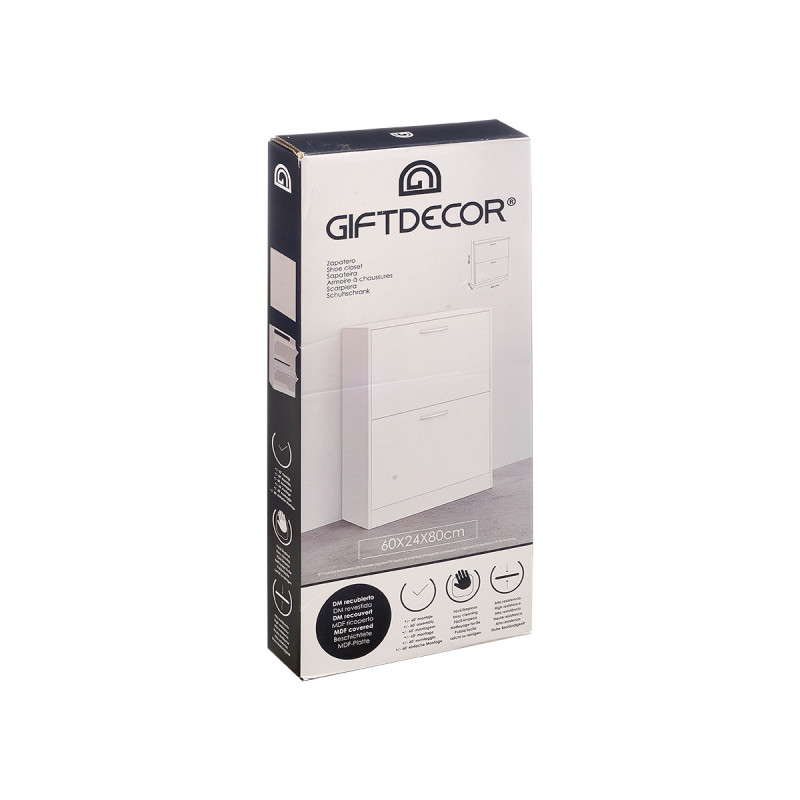 2 STORAGE WHITE WOODEN SHOE RACK