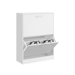 MEUBLE À CHAUSSURES 2 ÉTAGES EN BOIS BLANC