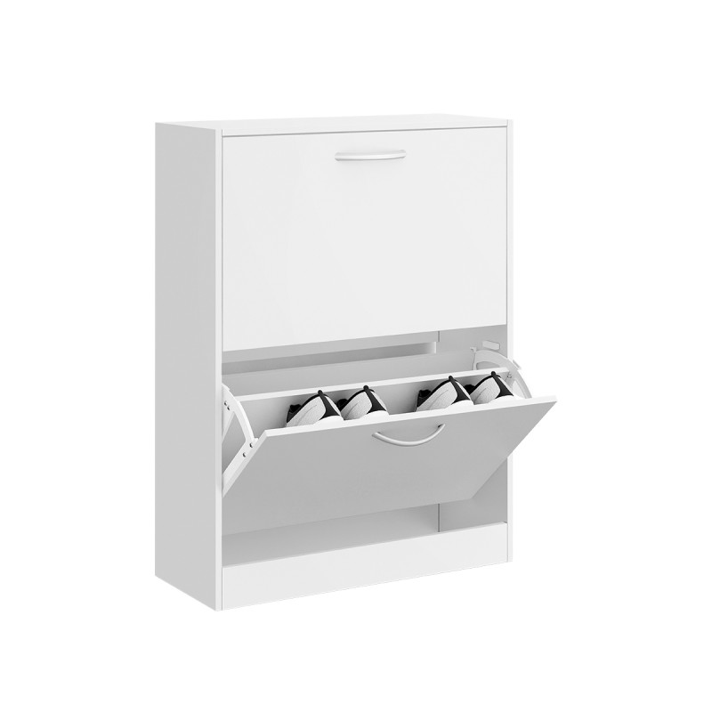 2 STORAGE WHITE WOODEN SHOE RACK