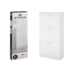 3 STORAGE WHITE WOODEN SHOE RACK