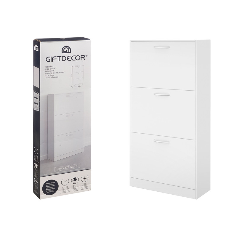 SCARPIERA LEGNO A 3 PIANI COLORE BIANCO