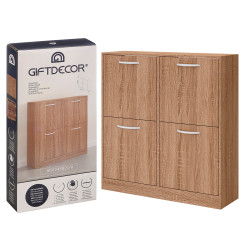 2 STOREY WOODEN SHOE RACK WITH 4 DOORS