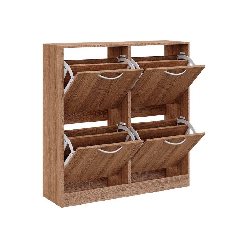 MEUBLE À CHAUSSURES BOIS 2 ÉTAGES 4 PORTES