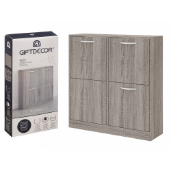 2 STORAGE WOODEN SHOE RACK WITH 4 DOORS, GREY COL