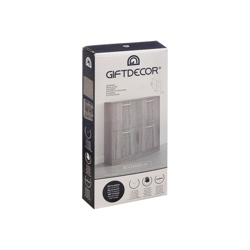 SCARPIERA LEGNO 2 PIANI 4 PORTE COLORE GRIGIO