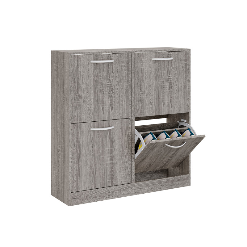 SCARPIERA LEGNO 2 PIANI 4 PORTE COLORE GRIGIO