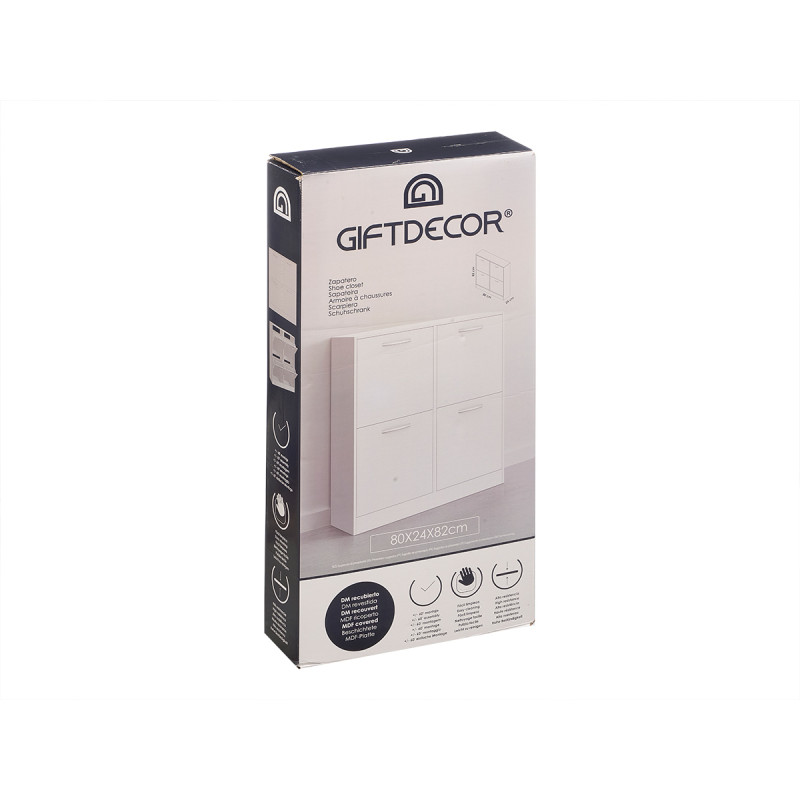 SCARPIERA LEGNO 2 PIANI 4 PORTE COLORE BIANCO