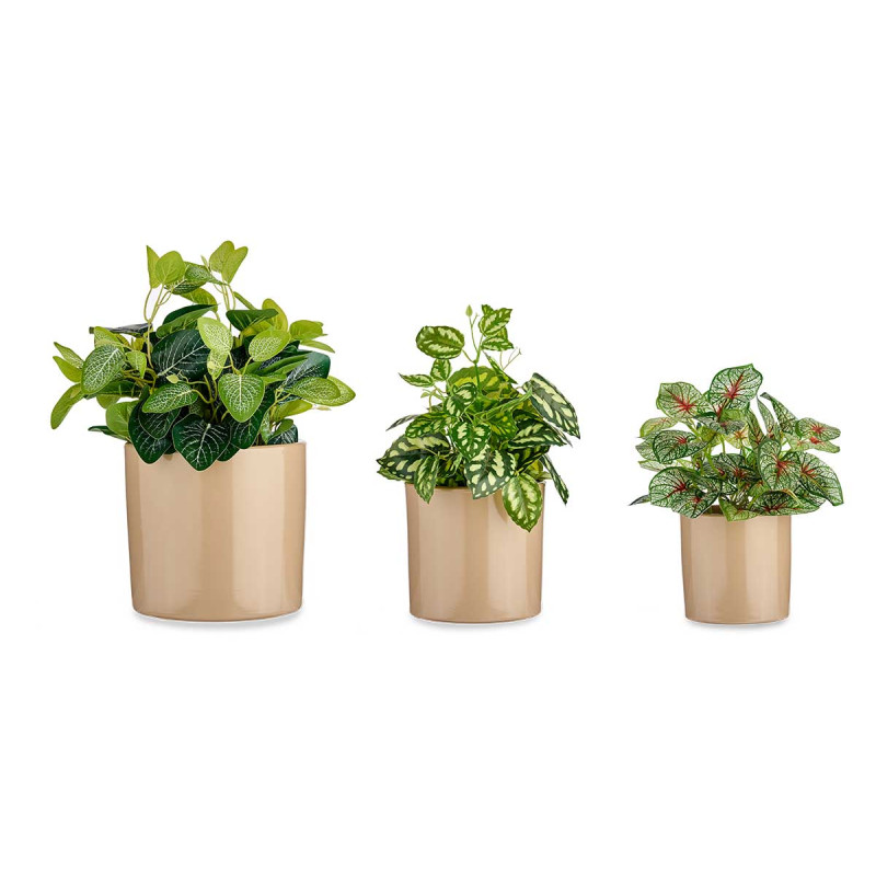 CONJ 3 VASOS CERÂMICA CILINDRICOS 14-17-22CM BEGE 