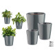 SET 3 MACETAS CERAMICA CONICA 14 17 22CM ANTRACITA
