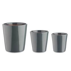 SET 3 MACETAS CERAMICA CONICA 14 17 22CM ANTRACITA