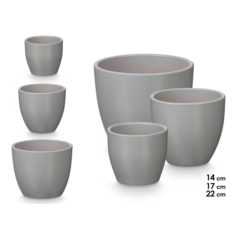 SET 3 POTS BOMBÉS 14 17 22CM GRIS MAT
