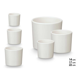SET 3 CYLINDER POTS 14 17 22CM MATT WHITE 