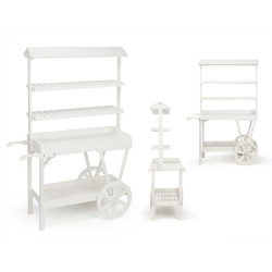 ESPOSITORE LEGNO BIANCO 4 RIPIANI TETTO