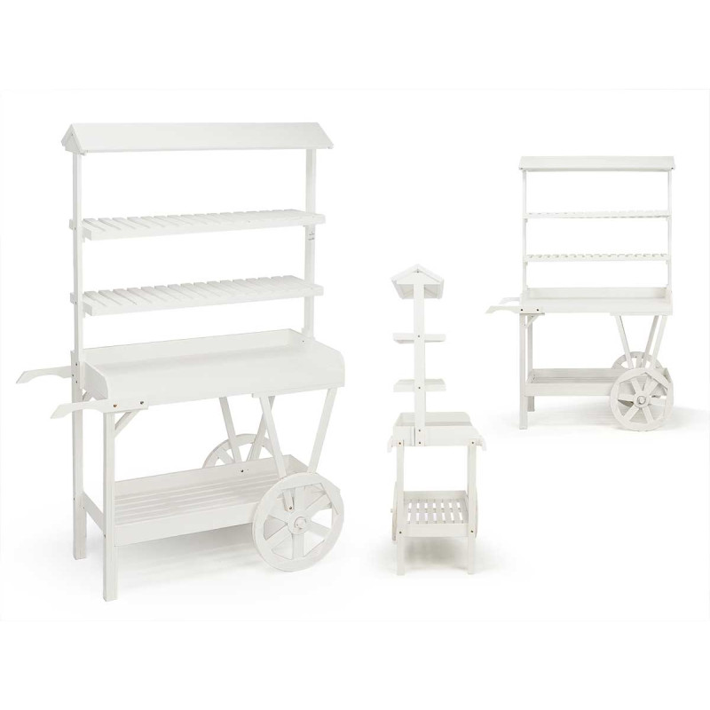 WHITE WOODEN EXHIBITOR 4 DRAWERS & ROOF