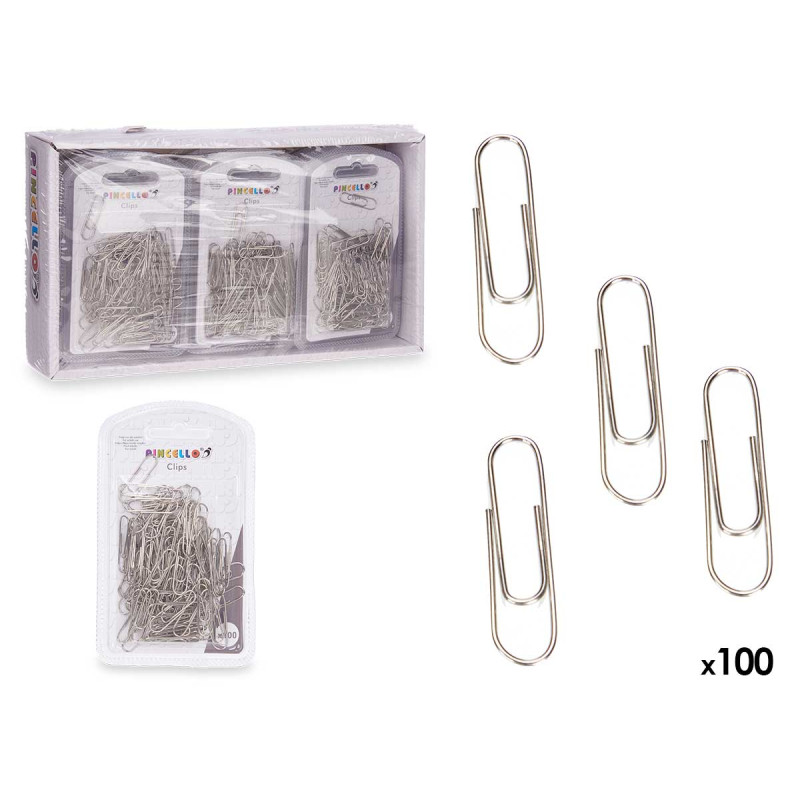 SET 100 SILVER PAPERCLIP SMALL