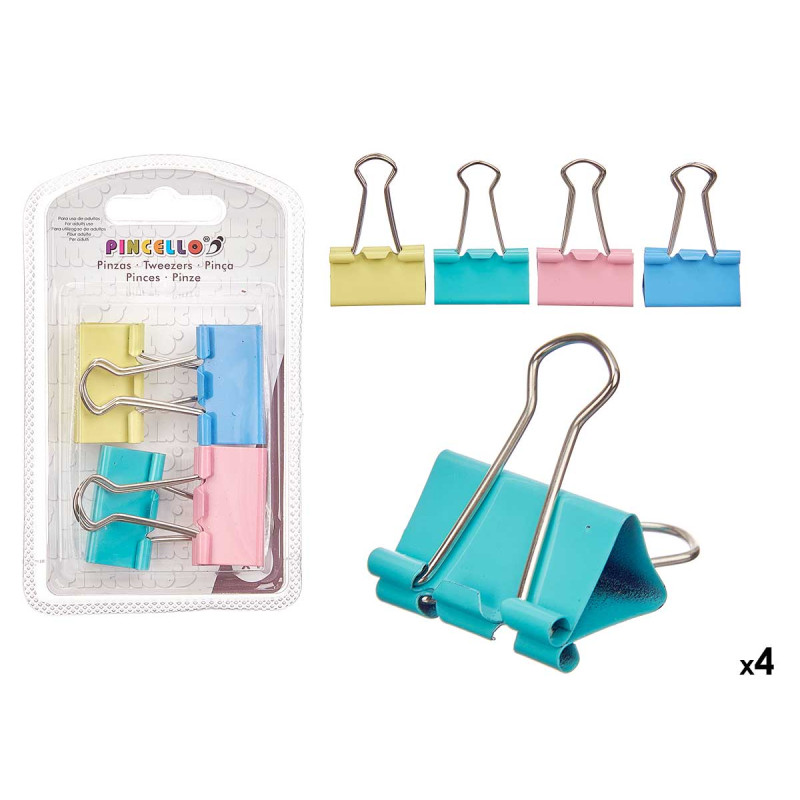 SET 4 PINZAS CLIP COLOR PASTEL GRD