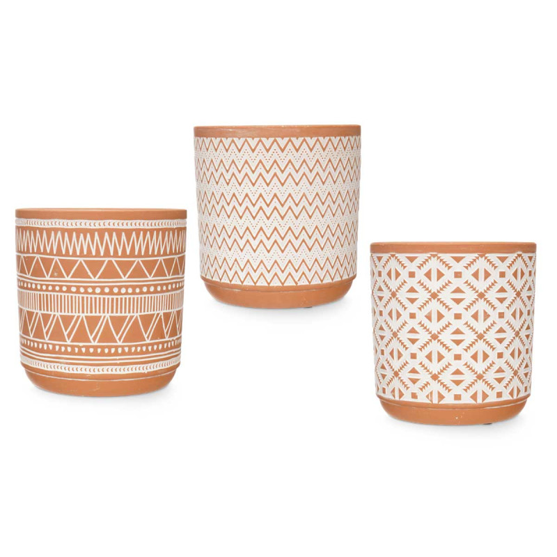 POT COULEUR TERRE CUITE SET 3 CERAMIQUE